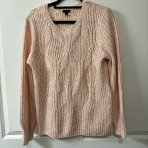 Talbots Womens Large Knit Wool Blend Sweater Scoop Neck Soft Light Peach